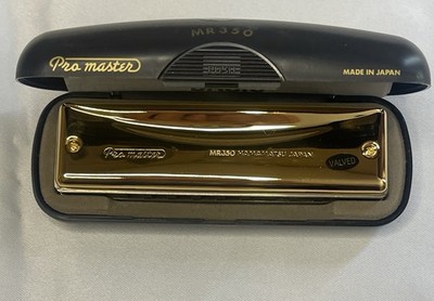 Suzuki Pro Master MR350 Valved Diatonic Harmonica Key Db Metal Gold with Case