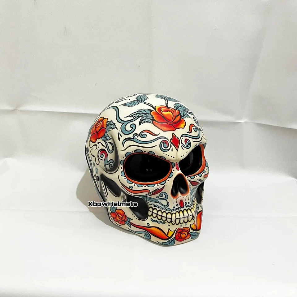 CASCO MOTO CALAVERA AZÚCAR NUEVA LLEGADA ESTILO FLOR (CERTIFICADO PUNTO Y ECE) Foto 3 de 4