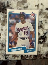1990 FLEER MLB BASEBALL ROOKIE CARD TEXAS RANGERS JUAN GONZALEZ #297. rookie card picture