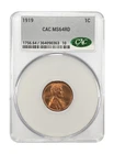 1919 Small Cents Lincoln, Wheat Ears Reverse CACG MS 64 RD CAC
