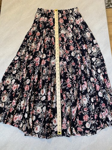 Indira Maxirock Crinkle rosa/schwarz geblümt, ungefüttert, Stufen, Gr. Small Viskose - Bild 6 von 7