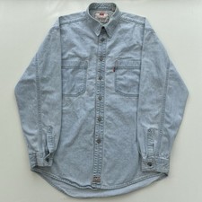 Vintage 90 s Levis Red Tab Denim Western Long Sleeve Workwear Shirt Men s Medium