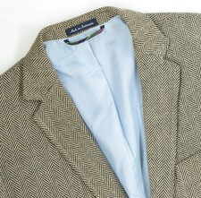 Men's 40 R Lands' End Gray Herringbone 100 Cotton Patch Pocket Sport Coat