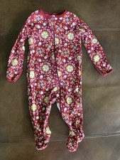 WONDER NATION Baby Girls Floral Footed Sleeper Pajamas Inverted Zipper 6-9 Month