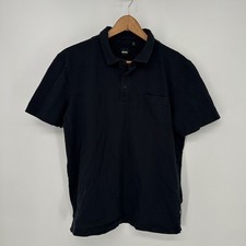 Hugo Boss Polo Shirt Mens Large Blue Paino 12 Pocket Short Sleeve