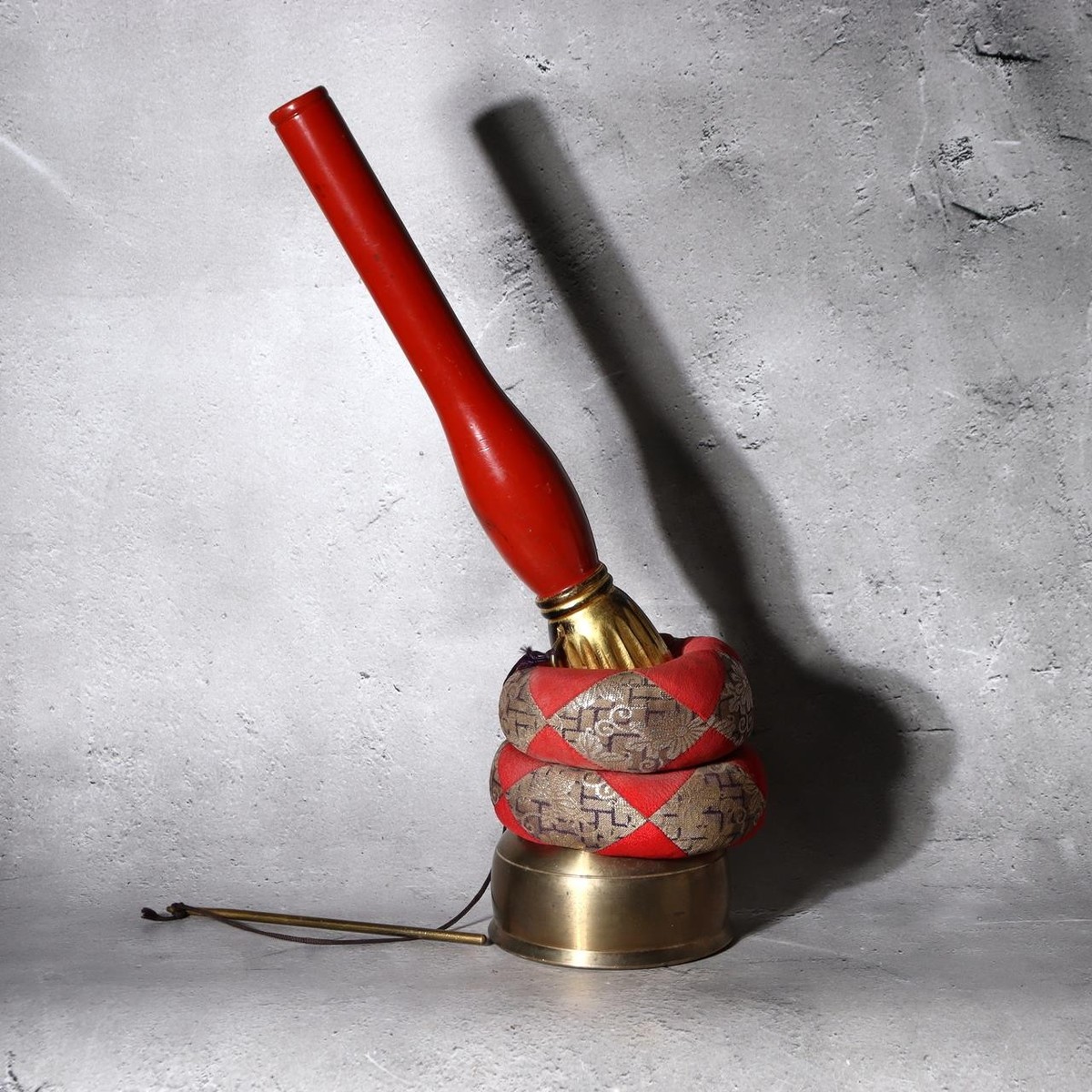 Japanese Vintage Shinto Suzu Bell with Braided Worship Rope Shrine