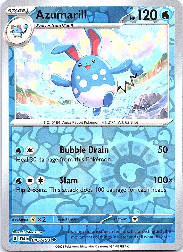 Azumarill Reverse Holo Uncommon SV02: Paldea Evolved 045/193 NM