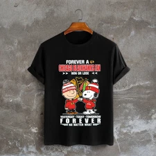 Snoopy and Charlie Brown forever a Chicago Blackhawks fan win or lose Tshirt