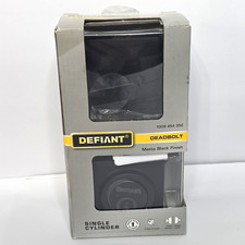 Defiant Single Cylinder Deadbolt Matte Black Keyed Re-Keyable Adj Backset ANSI 3