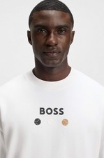 Image of BOSS Cotton-terry black sweatshirt with logo detail