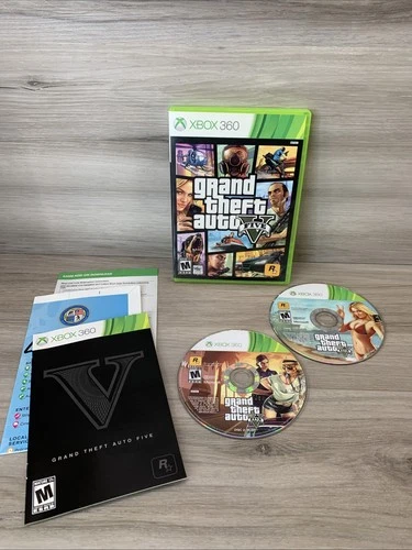 Grand Theft Auto V 5 Five (Xbox 360, 2013) CIB w/ Manual & Map, 2-Disc TESTED