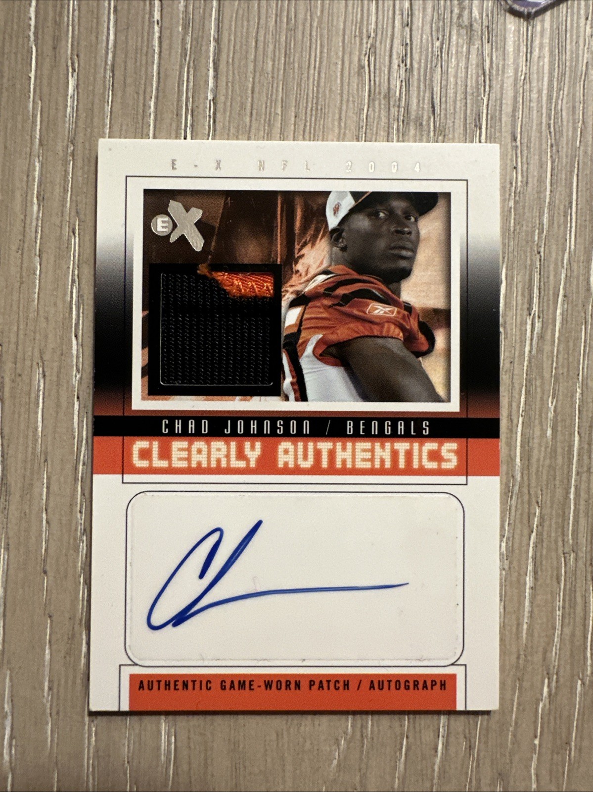 Chad Johnson 2004 Fleer E-X Clearly Authentics Patch Autographs Auto /85 Bengals