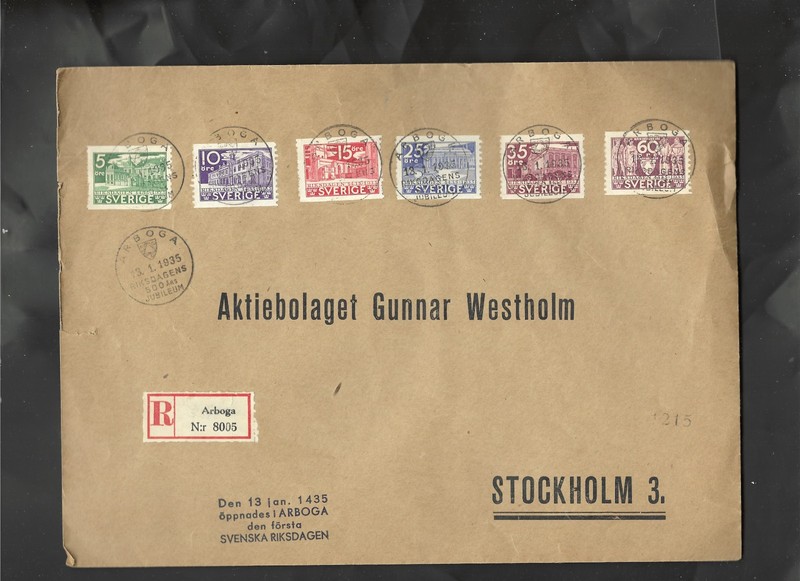SWEDEN-COVER-1935-REGISTERED-COMMERCIAL-ARBOGA STRIKES-FRANKING!!-#768
