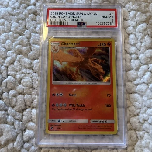 Pokémon TCG PSA 8 Detective Pikachu Charizard Holo Rare 5/18 English