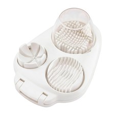 3 in 1 Boiled Egg Slicer, Manual Cutter with 3 Slice 7.87x5.71inch, White