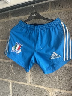 Italy Adidas Vintage Home Blue Rugby Shorts S