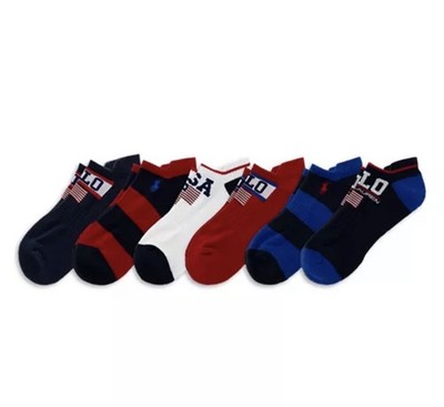 Polo Ralph Lauren USA Stadium Low Cut Men's Ankle Socks 6-Pack