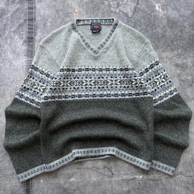 Vintage Y2K Route 66 Moss Pistachio Green Fair Isle Sweater