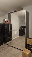 IKEA Pax Wardrobe With Sliding Mirror Doors / Dark Grey 200x66x201cm