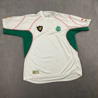 PUMA Cameroon National Football Team Jersey Mens XL White Green Authentic Away