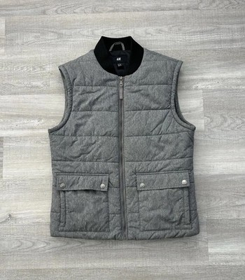 H&M Puffer Bomber Vest Gray Color Full Zipper With Pockets Men s Size 38R