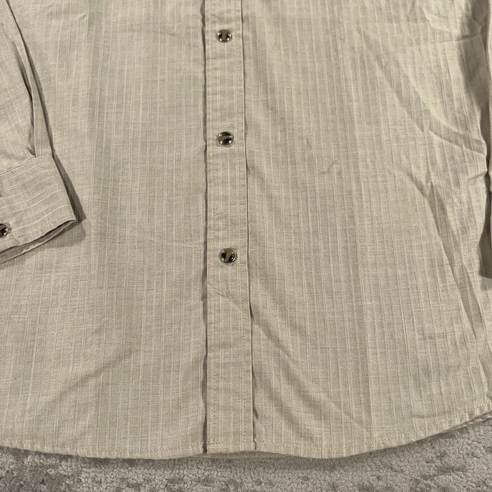 Camisa Gibson Western Para Hombres XL Beige Rayas Perla A Presión Manga Larga Vaquero Rodeo Foto 3 de 4