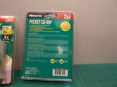 2 Memorex pocket mini cdrw 24 media 4x 210mb with slim jewel cases 5pack