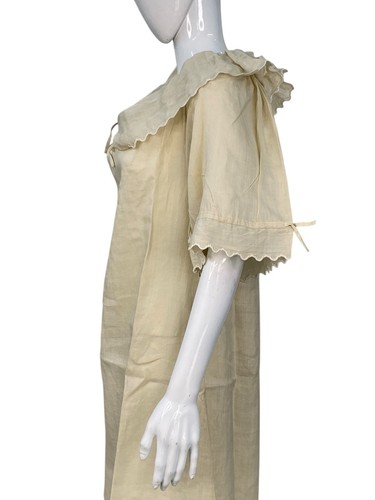 Doen Femmes Crème Ramie Ruche Brodé Différencié Évasé Midi Robe Taille M - Photo 7 sur 16