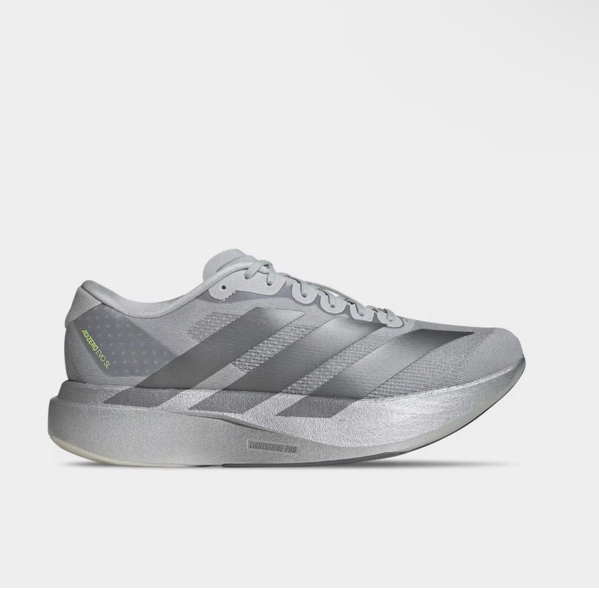 Size 14-Mens Adidas Adizero Evo SL Running Shoes Metallic Silver