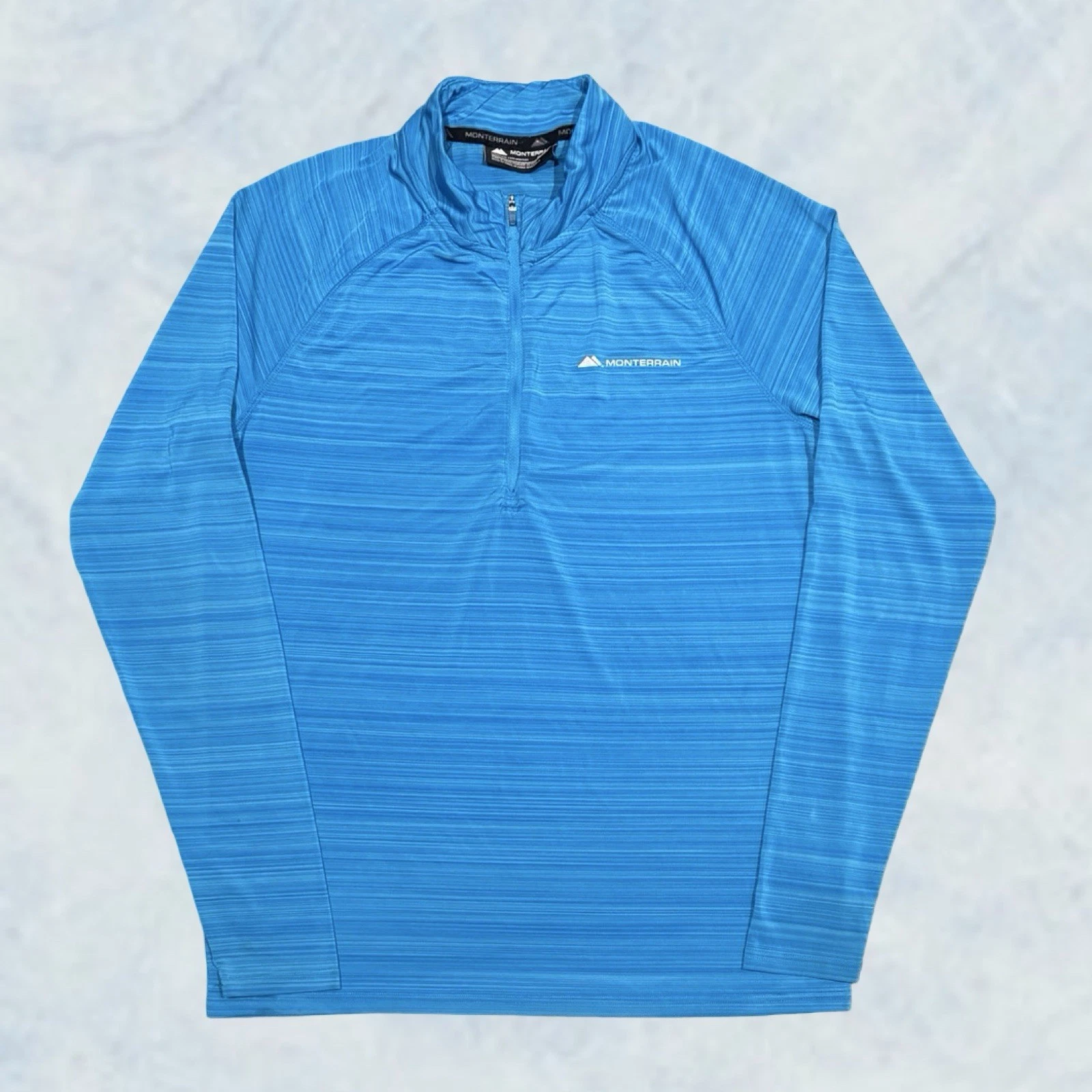 Mens Blue Monterrain Trail 1/4 Zip Top - Running Gym Active Size Medium (M) U66