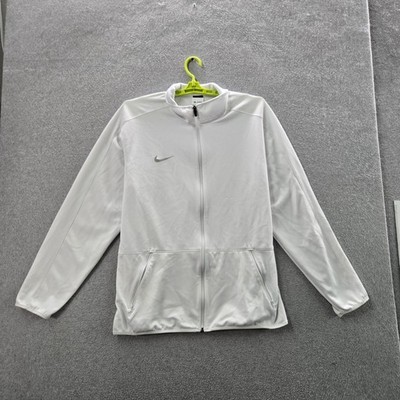 Nike Men Jacket XL White Dri-Fit Track Zipper Logo Athletic Swoosh Embroidered