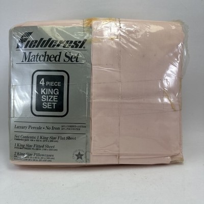 vintage fieldcrest sheets Matched Set Pink 4 Piece King Set Luxury Precale