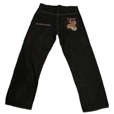 Vintage Avirex Black Death Cobra Skater Pants Mens 36x34 Jeans Hip Hop Excellent
