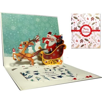 Weihnachtskarten, 3D Pop Up Grußkarte, Santa Claus, Papier-Cut, Weihnachten U...