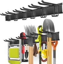 Garage Tool Organizer Wall Mount with 48 inches Rails and 6 Double-layer Hooks