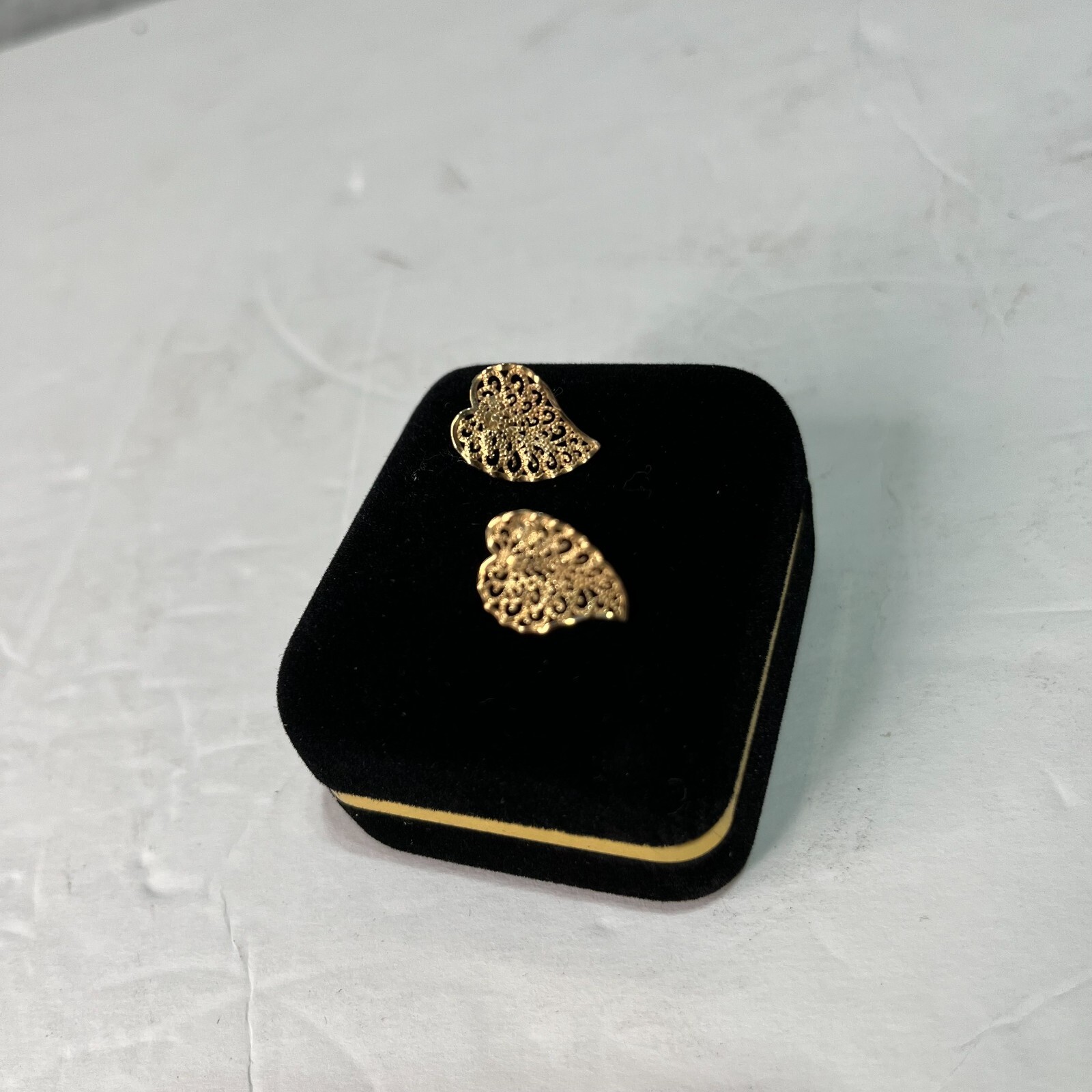 14K Gold Leaf Stud Push Back Earrings11mmX14mm w/… - image 3