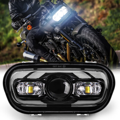 DOT Approved LED Headlight High Low Sealed Beam Halo DRL For Fat Bob 2008-2019