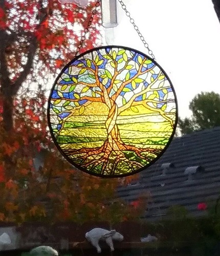TREE OF LIFE SUNCATCHERS 6 Inch Stained Glass Suncatcher, Celtic Tree Suncatcher - 第 1/4 張圖片