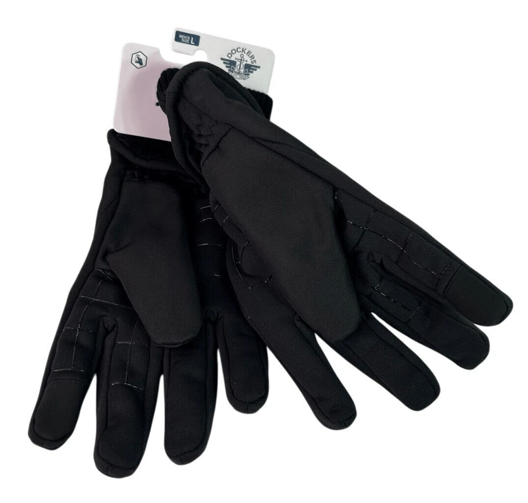 Dockers Men's Black Stretch Palm Touchscreen Gloves (45DK030033) - Size L NWT