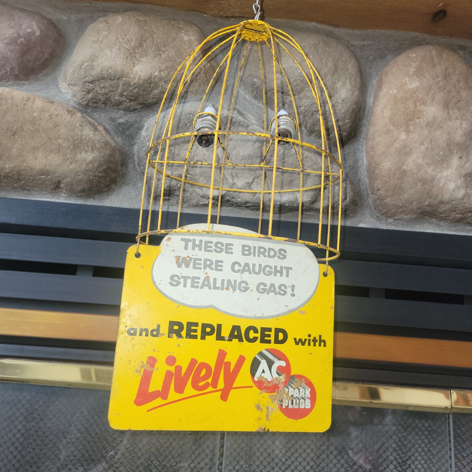 Rare AC Spark Plug bird cage display / sign eBay