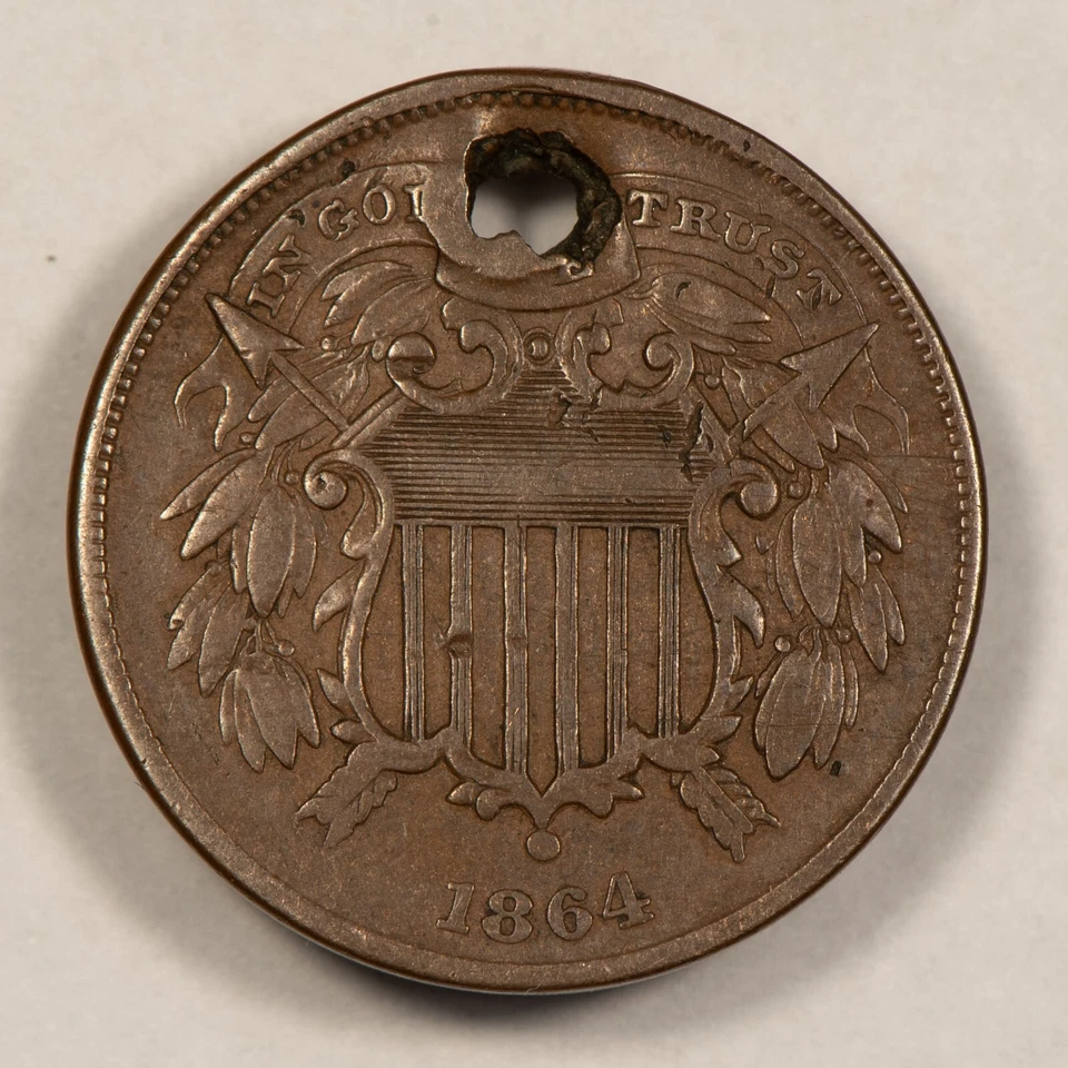 1864 2c Two Cent Piece - Small Motto Key Variety - SKU-B4366 - Image 4 of 4