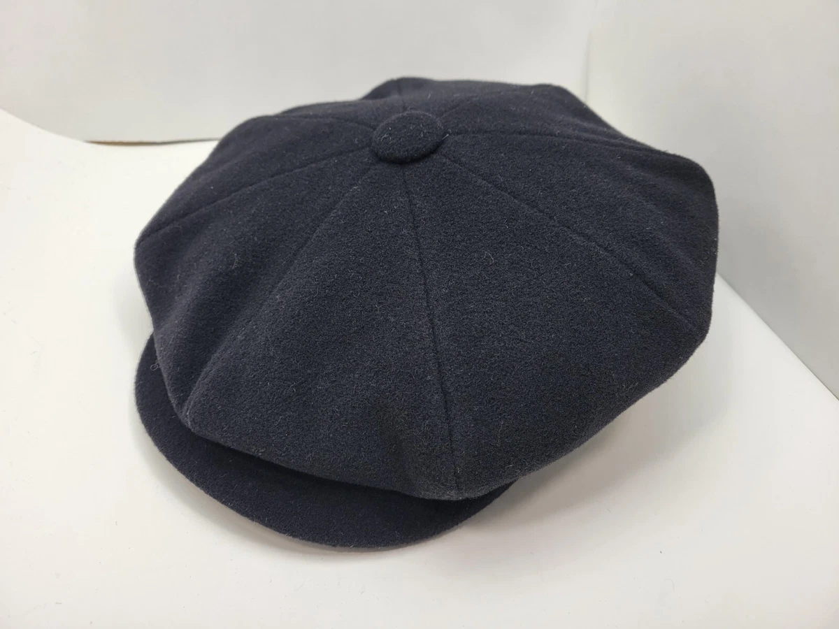 Fadero Black Newspaper Boy Hat 95% Cashmere Unisex Size Large Sterkowski JIMMY Leather Newsboy Cap Applejack Paper Boy  main image 2