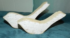 SWEET HAND PAINTED DISTRESSED WOOD FOLK ART BIRD PAIR