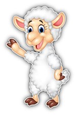 Happy Sheep Cartoon Car Bumper Sticker Decal - ''SIZES''