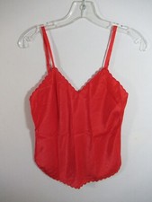 Vintage Scalloped Satin Camisole Women Small Red Nightwinds