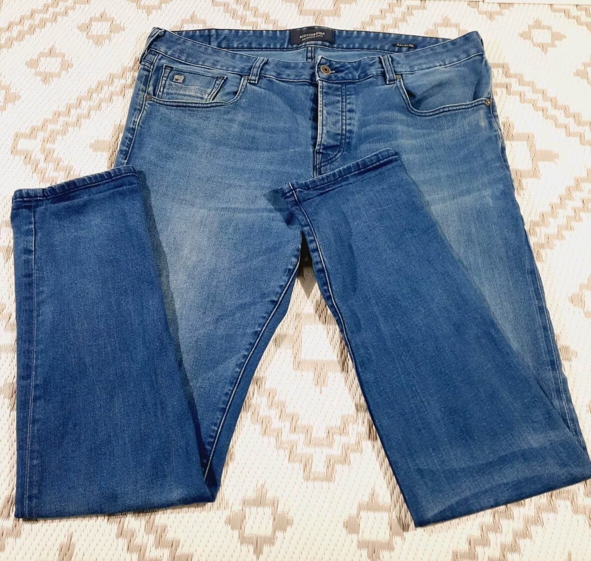 Scotch Soda Mens Jeans Amsterdams Blauw Ralston Wheelie W40 L33