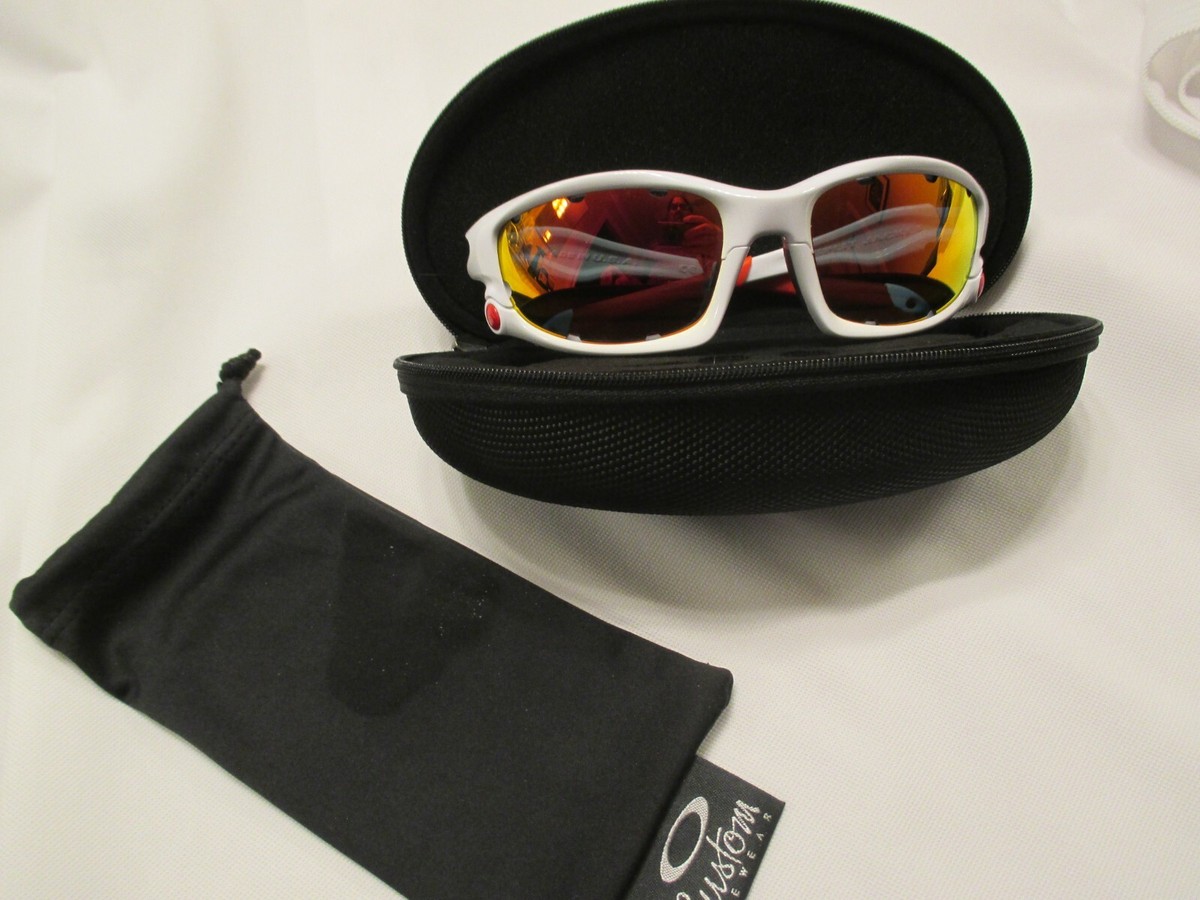 OAKLEY SPLIT JACKET CUSTOM WHITE W RED & FIRE POLARIZED