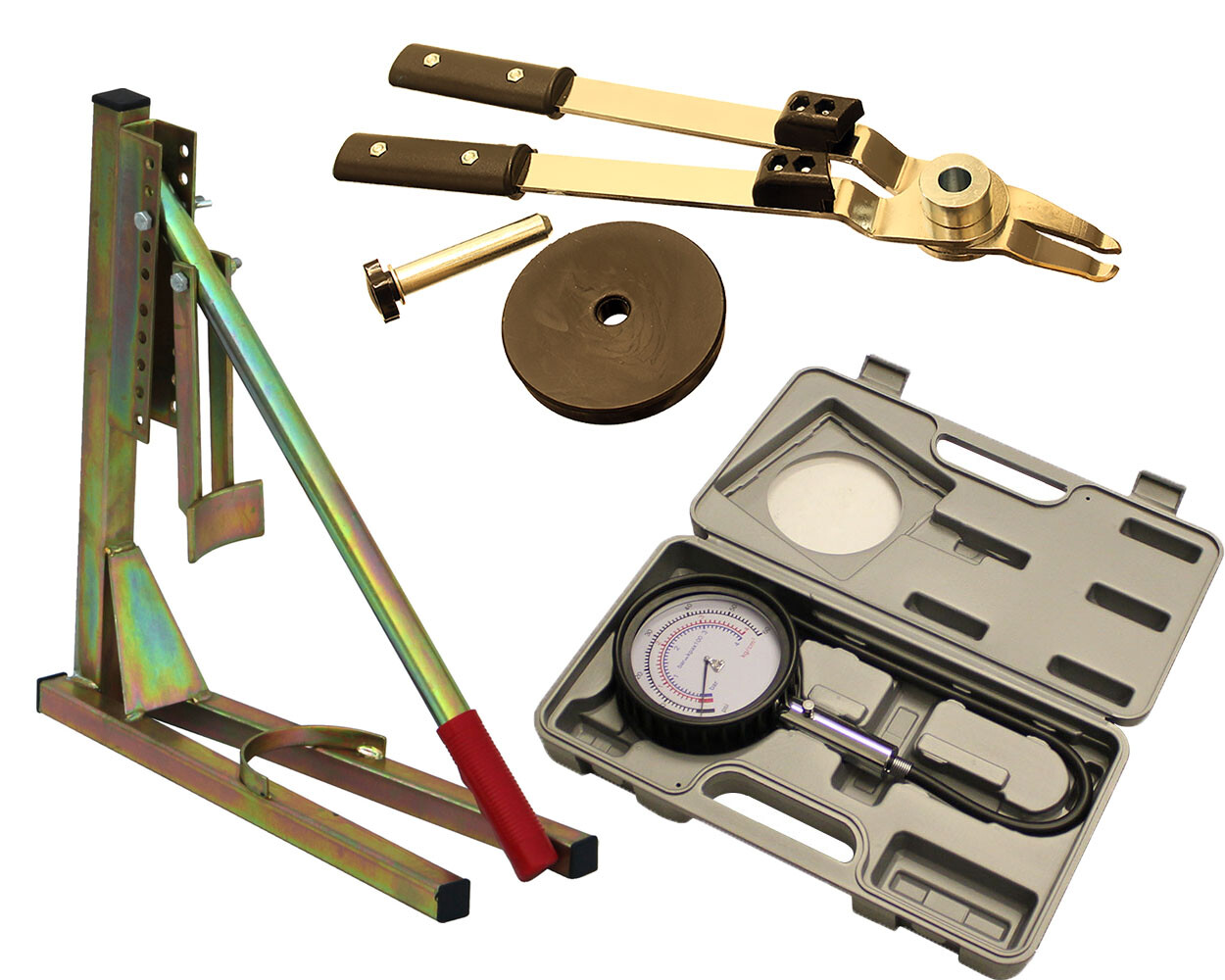 Go Kart Wheel Bead Breaker Tyre Tong Changing Tool & Pressure Gauge