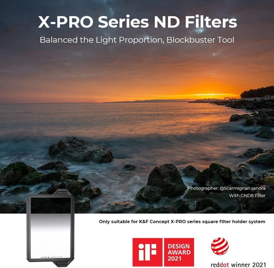 K&F Concept 100x150mm Hard GND8 ND Hard Graduated Neutral Density Lens Filter - Image 2 of 4