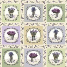 Lavender Sachet By Maywood Studio - Cream Blocks Panel  #10040-E